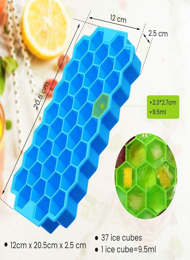 Birudmart قالب مكعبات ثلج سيليكون مرن متعدد الألوان على شكل قرص العسل من بيرودمارت، 37 تجويفًا، لصنع كيك الشوكولاتة، أدوات خبز المطبخ - قالب مع غطاء - Image 5